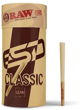 RAW Cones Classic Lean Size | 100 Pack | Natural Pre Rolled Rolling Paper with Tips & Packing Tubes Included
