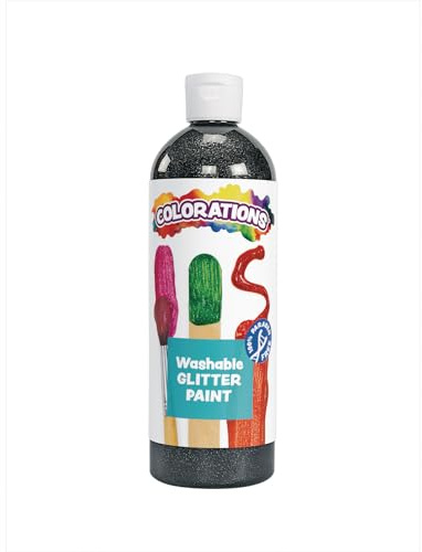 Colorations Washable Glitter Paint, 16 fl oz, Black, Non Toxic, Vibrant, Bold, Kids Paint, Craft, Hobby, Fun, Art Supplies