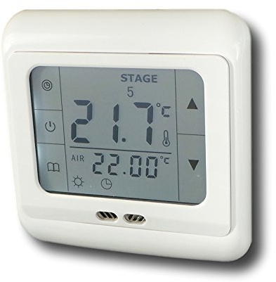 SM-PC®, 24V Raumthermostat Thermostat programmierbar Touchscreen Digital weiße Hintergrundbeleuchtung #844