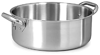 Pentole Agnelli ALIX106ALIN18 Casseruola Bassa con 2 Maniglie in acciaio, Trilaminato Alluminio-Acciaio per induzione, 18 cm