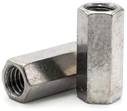 Coupling Nut 18-8 Stainless Steel - 6/32 Thread x 5/16 Flats x 1/2 Long Qty-25