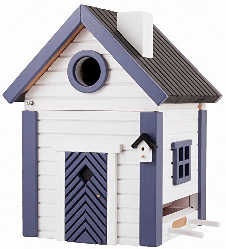 Wildlife Garden - Nistkasten und Futterhaus - Multiholk Seeschuppen - wetterbeständiges Holz - blau - weiß - 185 x 194 x 247 mm