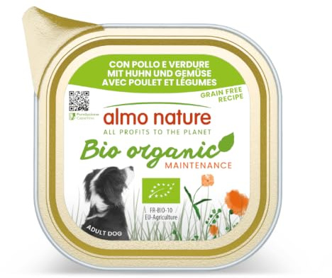Almo Nature Bio Organic Maintenance Lot de 32 boîtes de pâtée pour Chien au Poulet et aux légumes 32 x 100 g
