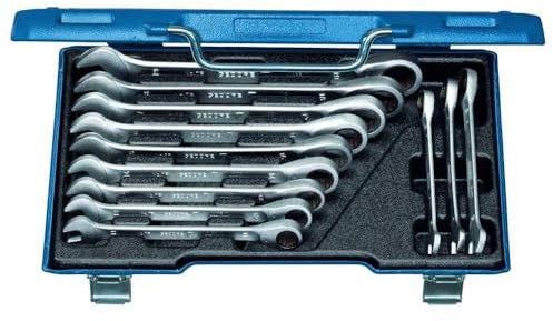 GEDORE Maulschlüssel-Satz mit Ringratsche, Set 12-tlg, SW 8-19 mm, flach, Schraubenschlüssel Set, 7 R-012