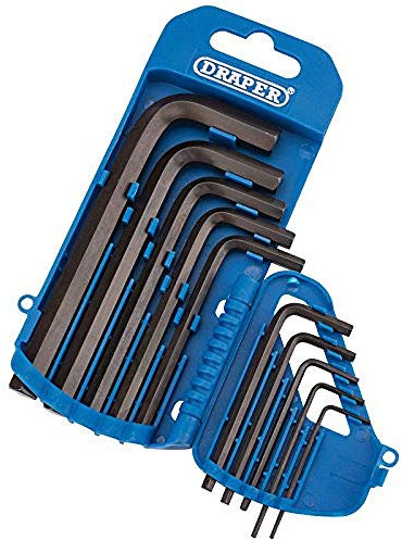 Draper 10 Piece Hexagon Allen Key Set | Imperial Pattern Hand Tools | Hex Key Wrench Kit | Chrome Vanadium Steel Kit | Foldable Storage Holder | 33688