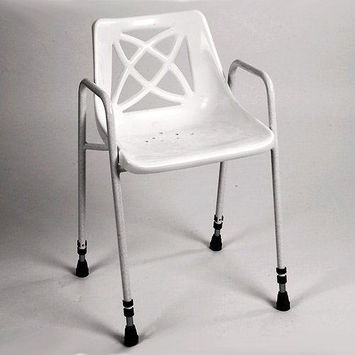 Homecraft Stationary Shower Chair, Height Adjustable (Eligible for VAT relief in the UK) Stool With Back & Armrests, Bathroom Safety Aid, Slip Resistant Feet, Steel Frame