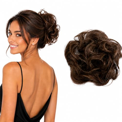 CAISHA Hårstycke Hårelastiskt Updos Brudfrisyrer Voluminös Lockigt Bulle Brun Blandning G26AL