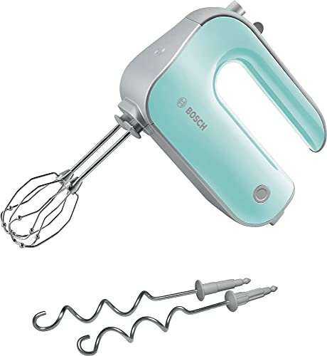 Bosch - Batidora de Repostería Styline, 500 W, 5 velocidades, Barillas FineCreamer, Cuchillas de Acero Inoxidable, Turquesa, MFQ40302
