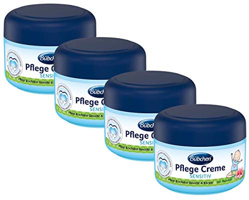 Bübchen Pflege Creme, sensitive Körper- und Gesichtscreme für zarte Babyhaut, mit Mandelöl, Menge: 4 x 75 ml