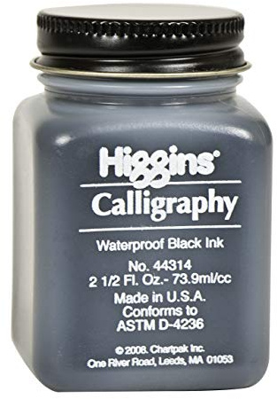 Higgins 44314 2 oz Calligraphy Waterproof Ink, Black