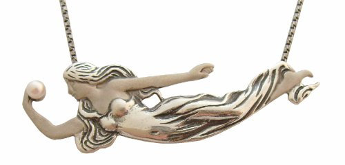 Collier Meerjungfrau 925 Silber Perle Jugendstil