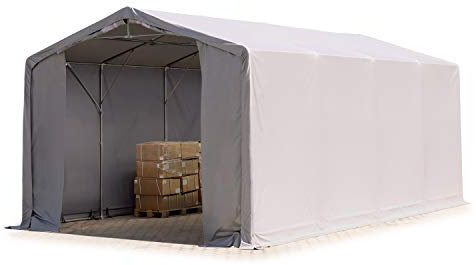 Zelthalle Lagerzelt 5x8m / 3m Seitenhöhe Industriezelt robuste PRIMEtex PVC Plane 2300 N wasserdicht in grau