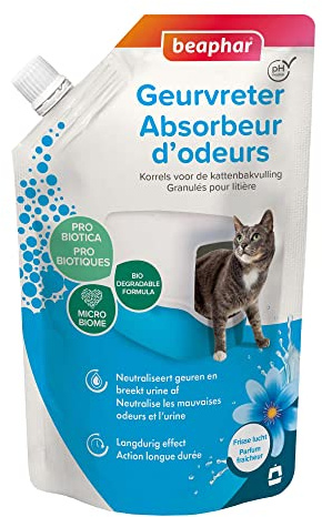 Beaphar – Absorbeur d'odeurs – Granulés concentrés pour litière pour chat – Neutralise les mauvaises odeurs – Laisse un agréable parfum (Fraîcheur) – 400 g - jusqu'à 4 mois d'utilisation