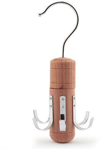 Hangerworld Supporto per cintura girevole in legno di cedro 6 ganci per cintura
