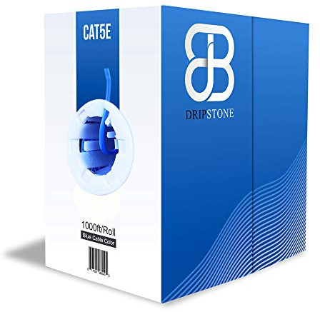 Dripstone 600001 1000ft CAT5e 4/UTP Ethernet LAN Cable 24AWG Network Wire (Blue)