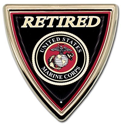 Elektroplate Officially Licensed Retired Marines Shield Chrome All Metal Emblem for Cars, Trucks, and All Auto | Universal Fit at 3.0 x 2.9 | Weatherproof