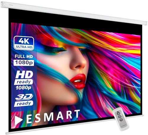 ESMART Economia EXM Schermo del motore 237 cm Immagine 200 x 113 cm (90) | Formato 16:9 | Telecomando | Schermo del motore dello schermo di proiezione del proiettore elettrico dell'home cinema LCD
