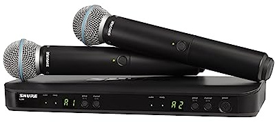 Shure BLX288/B58 UHF Wireless Mikrofonsystem - Perfekt für Kirche, Karaoke - 14-Stunden Akkulaufzeit, 100m Reichweite | Enthält (2) BETA 58A Handheld Vocal Mics, Dual Channel Receiver | T11 Band