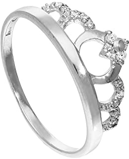 jewellerybox Sterlingsilber & Klar CZ Kristall Tiara Ring Größen 49-63