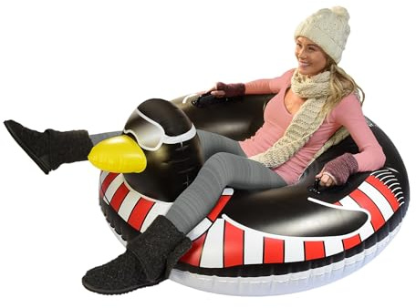 GoFloats Winter Snow Tube - Inflatable Sled for Kids and Adults (Choose from Unicorn, Disney's Frozen, Ice Dragon, Polar Bear, Penguin, Flamingo)