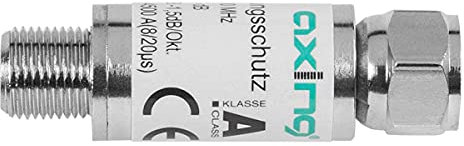 Axing SZU 6-02 Parasurtenseur Parafoudre pour le câble, l'antenne et les systèmes de satellites (connecteurs F)