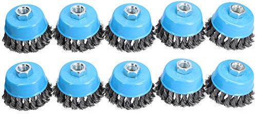 Twist Knot Wire Wheel Cup Brush 3 for 4-1/2 Angle Grinder 10 Pack TE243