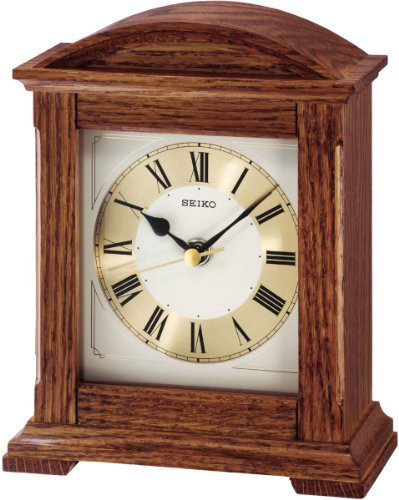 Seiko Tischuhr braun Holz (Eiche) Schleichende Sekunde QXG123B