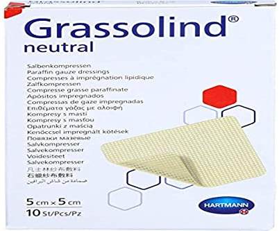 Hartmann 10 Grassolind Compresse Pansements Gras Neutres 5 x 5 cm Pack de 10