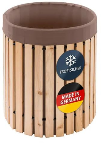 Beckmann Premium Regenfass – Regentonne 200 Liter aus Lärchenholz – Tauchbecken frostsicher – Wassertank & Wasserfass inkl. Folie, Ø 62x75cm