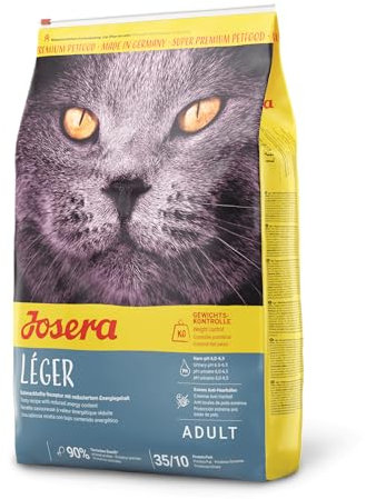 JOSERA Léger (1 x 10 kg) | Adult | Premium Trockenfutter für ausgewachsene sterilisierte oder übergewichtige Katzen | Geflügel | wenig Fett & viel Protein | weizenfrei | Katzenfutter | 1er Pack