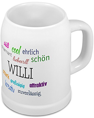 digital print Bierkrug mit Name Willi - Positive Eigenschaften von Willi - Namens-Tasse, Becher, Maßkrug, Humpen