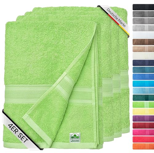 leevitex® Handtuch-Set, saugstark, 50 x 100 cm | Qualität 500 g/m² | 100% Baumwolle | Apfelgrün