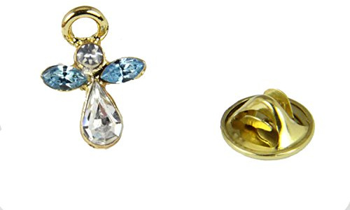 6030060 March Crystal Birth Month Angel Pin Guardian Lapel Brooch Tie Tack