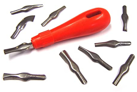 Major Brushes Lino Cutters Pack of 10 with Handle