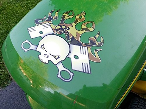 Hood Decal - PistonHead Camo Version - for John Deere & All Riding Ride on Lawn Garden Mower Tractor Racing