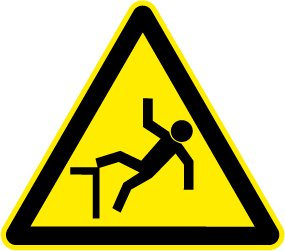Warnschild aus Kunststoff - Absturzgefahr - Schenkellänge 30 cm