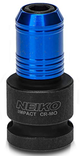 Neiko 30275A Impact Wrench Adapter for Ratchet-Wrench Drivers, 1/2-Inch-Drive Female to 1/4-Inch Hex Converter, Quick-Change Chuck, CrMo Steel