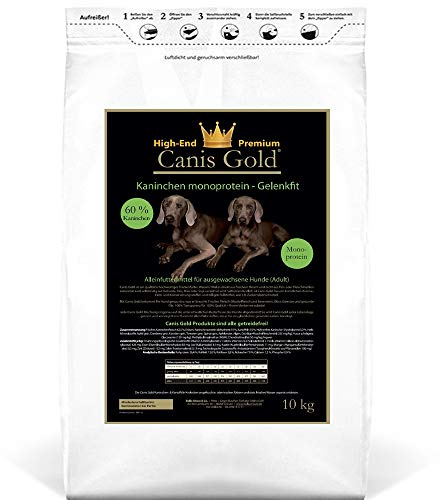Canis Gold 10 kg Adult 60% Kaninchen | Monoprotein | getreidefreies Super Premium Hunde Trockenfutter | mit Grünlippmuschel