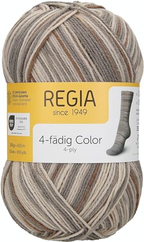 REGIA 4-fädig Color 9801269-07385 stone Handstrickgarn, Sockengarn, 100g Knäuel