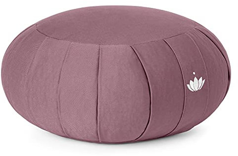 Lotuscrafts Zafu Meditationskissen Yogakissen Zen - Sitzhöhe 15cm - Yoga Zafukissen mit Dinkelfüllung - Waschbarer Bezug aus Bio-Baumwolle - GOTS Zertifiziert - Mit Bestickung