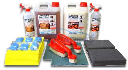 LIMPIARCOCHE.COM SANMARINO Kit Profesional Limpieza TAPICERÍAS Piel Y Cuero 5 L. + COMPLEMENTOS