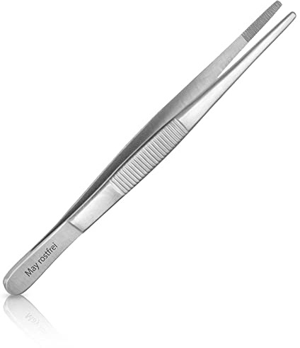 May Pinzetta Universale con Punta Rotondo - Lunghezza: 15 cm - Acciaio Inox