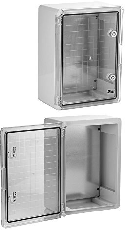 ARLI Schaltschrank IP65 Sichttür Industriegehäuse 300 x 400 x 165 mm verzinkter Montageplatte Verriegelung transparent Tür Gehäuse Leergehäuse ABS Kunststoff leer Schrank 30 x 40 x 16,5 cm