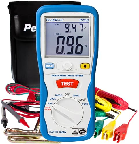 PeakTech 2700 - Erdungsmessgerät Erdwiderstands Set mit Erdspießen