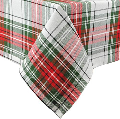DII Tartan Plaid Collection Weihnachtstisch- und Küchendekoration, rechteckig, 60 x 120 cm, Rot, Grün und Weiß