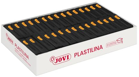 Jovi - PLASTILINA, Pasta da modellare a base vegetale, 30 x 50 grammi, Colore nero, Grande plasticità, Senza glutine, Ideale per bambini a partire dai 2 anni (7015)