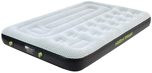 High Peak unisex multi Comfort Plus luftsäng, med integrerad fotpump och anti-glidfunktion, andas, robust, ovansida mjuk, för inomhus och utomhus, grå/grön/svart, 198 x 137 x 22 cm