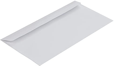 Briefumschläge DIN Lang, 110 x 220 mm, mit Fenster, 1000 Stück, Weiß | Haftklebend, Gerade Klappe, 80 g/m² Offset, Blanke Briefhüllen