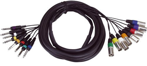 Adam Hall Cables 3 STAR L8 MV 0500 - Studio Loom Kabel, 8x 3-Pol XLR male auf 8x 6,3 mm Klinkenstecker stereo, schwarz, 5m