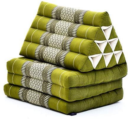Leewadee - Bequeme Japanische Bodenmatratze - Thai Bodenliege mit Dreieckskissen - Futon Klappmatte - Thai Massagematte, 170 x 53 cm, Grün
